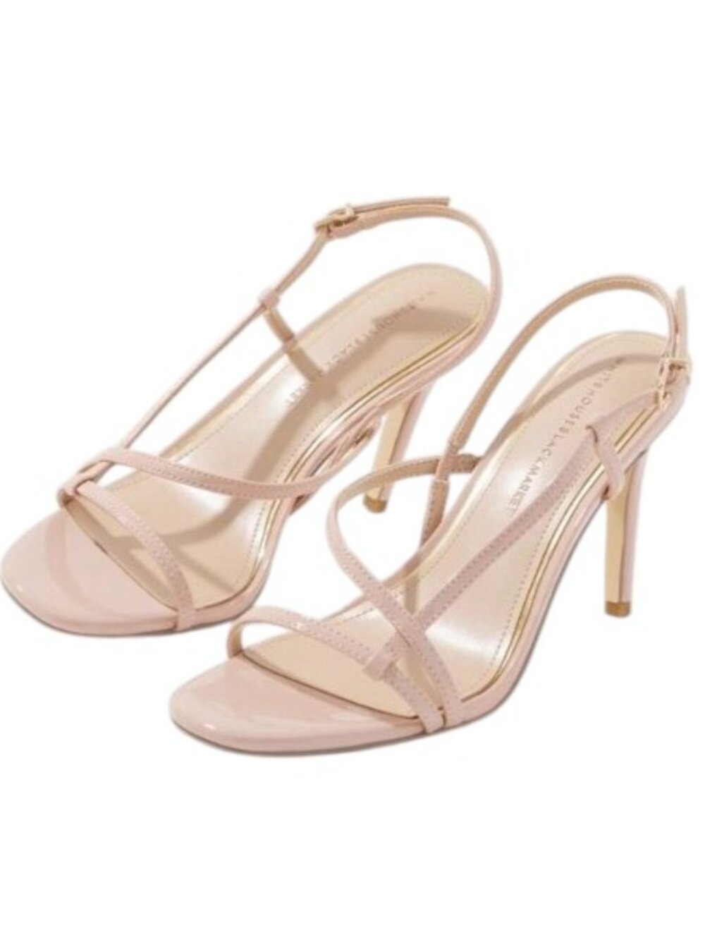 NEW WHITE HOUSE BLACK MARKET Antique Blush Patent Strappy Heels